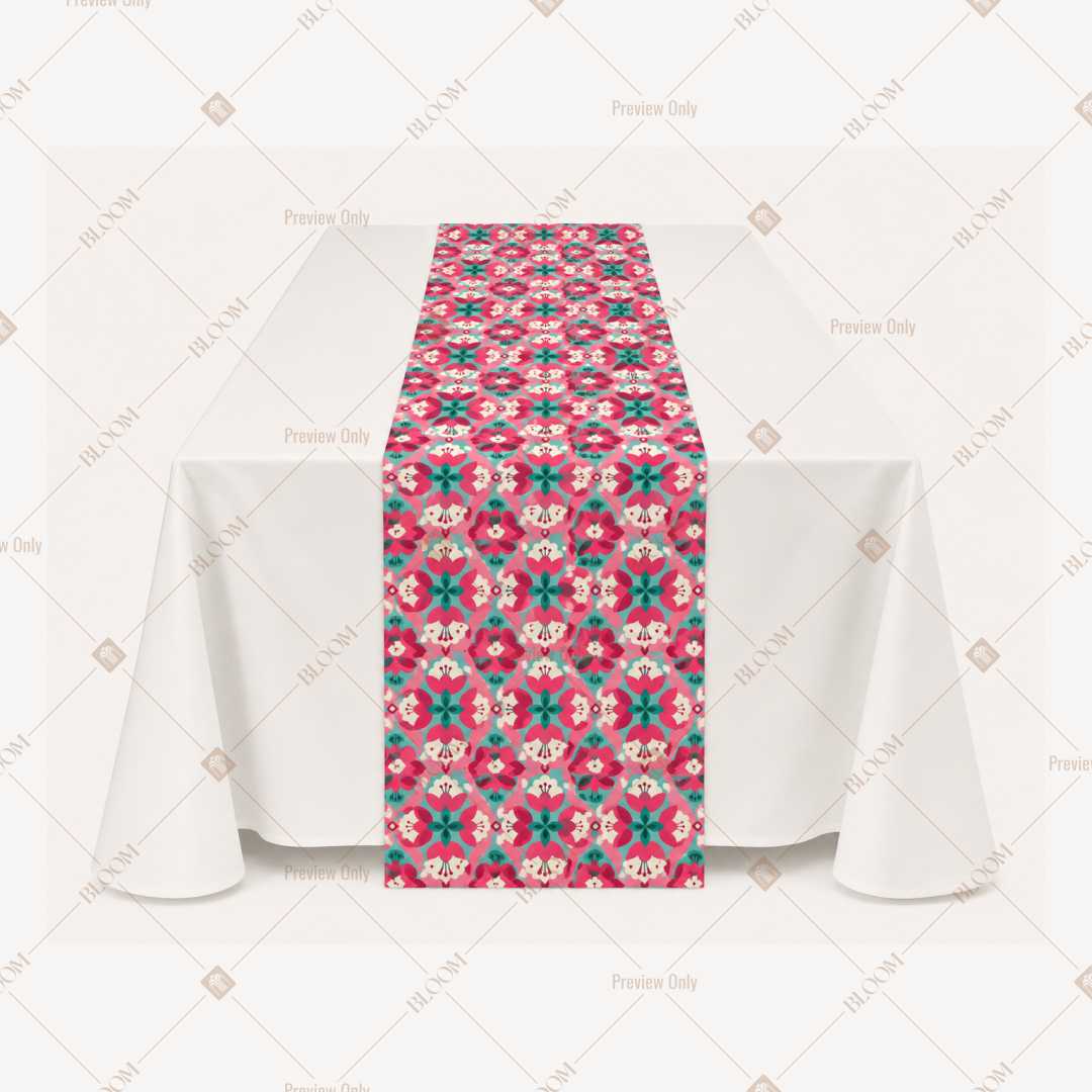 Pink Folk Floral Table Runner Pack Of 12