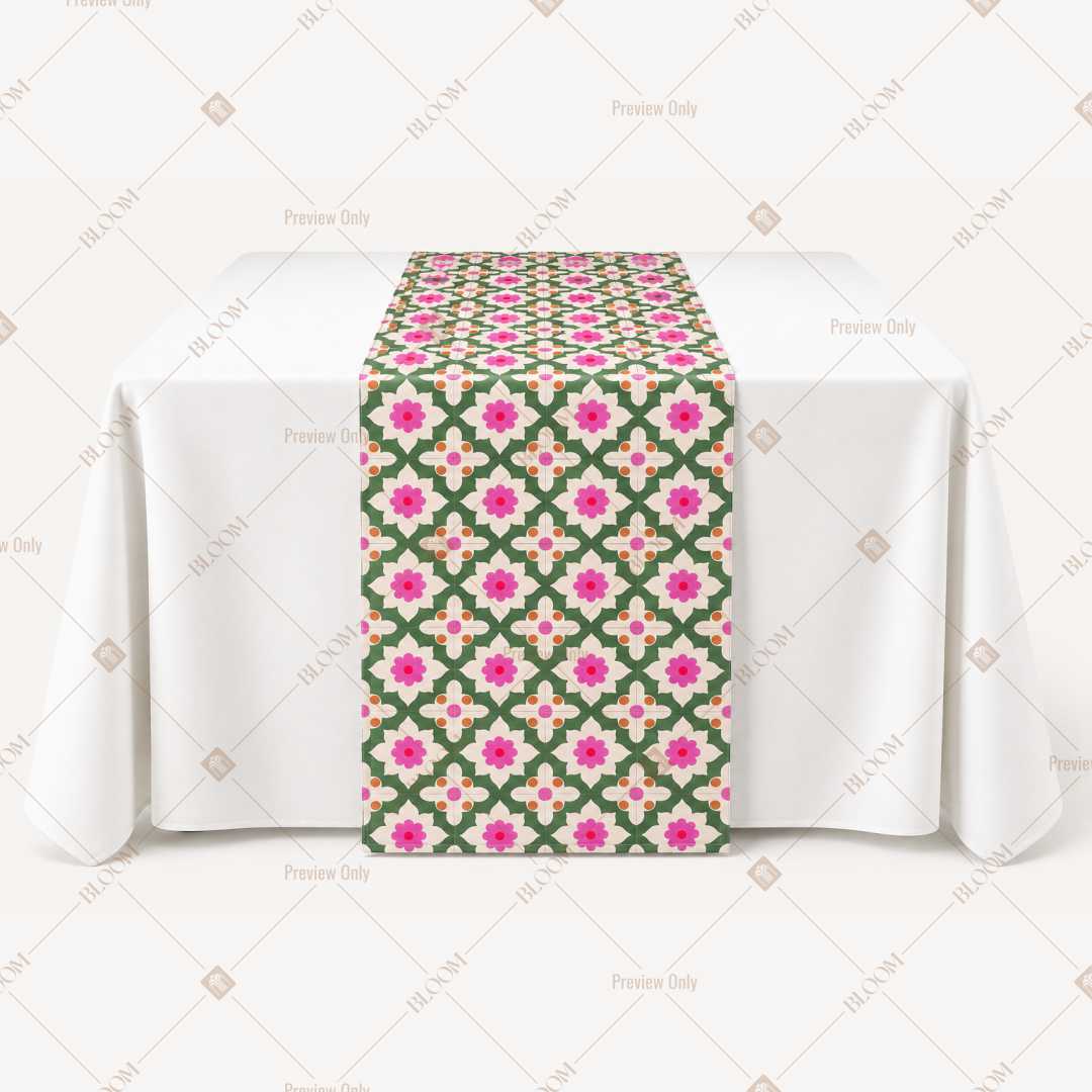Pink Green Trellis Table Runner Pack Of 12