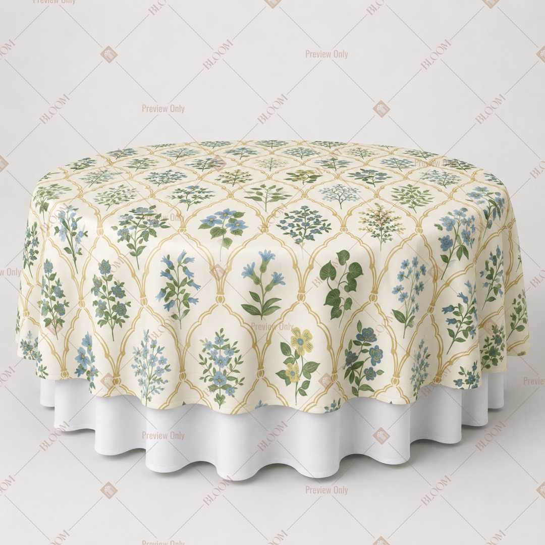 Sage Green Floral Block Print Table Overlay Pack of 6