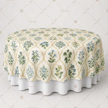 Sage Green Floral Block Print Table Overlay Pack of 6