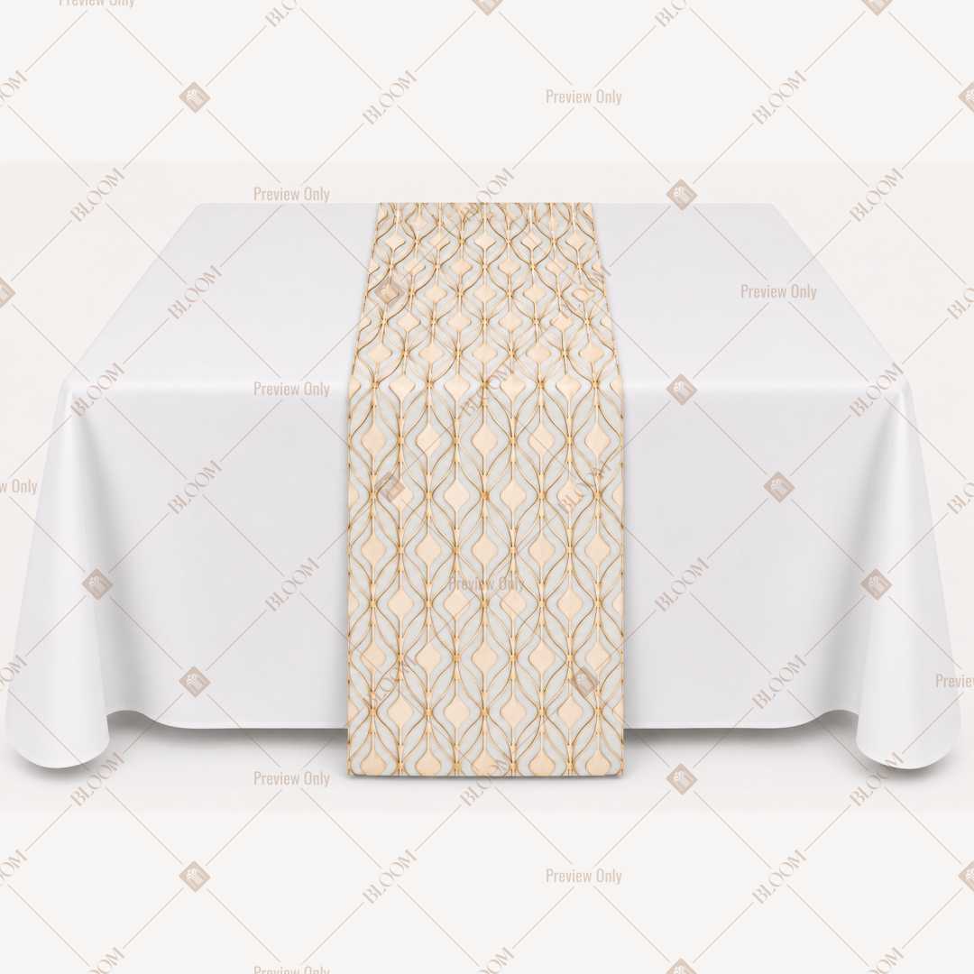 Ivory Geometric Trellis Table Runner Pack Of 12