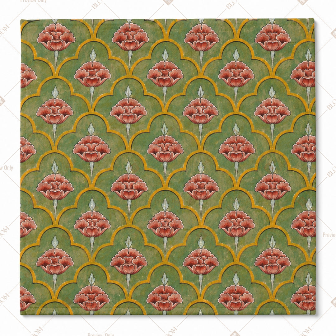 Green Mughal Floral Pattern Design