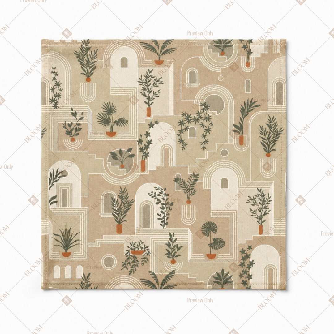 Beige Palace Illustration Pattern Design