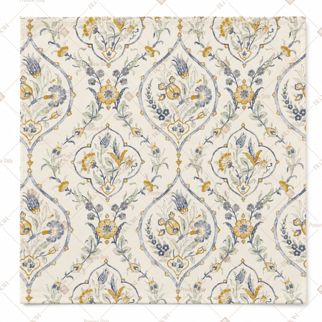 Blue Vintage Paisley Pattern Design