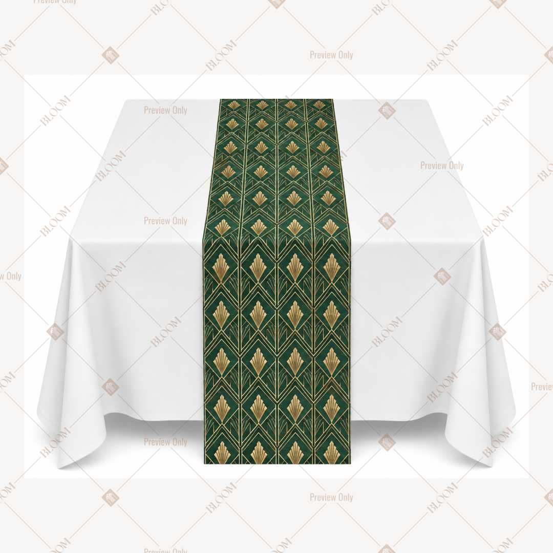 Emerald Gold Motif Table Runner Pack Of 12