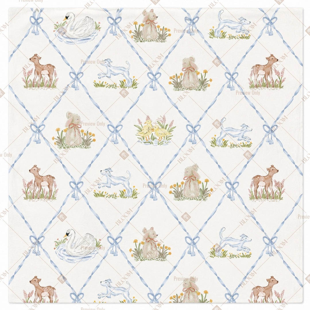 Blue Geometric Floral Pattern Design