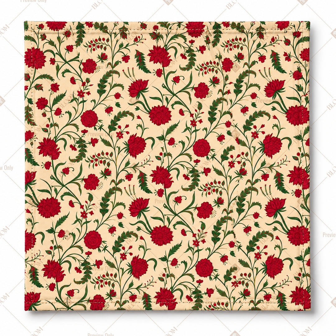 Red Floral Buta Pattern Design