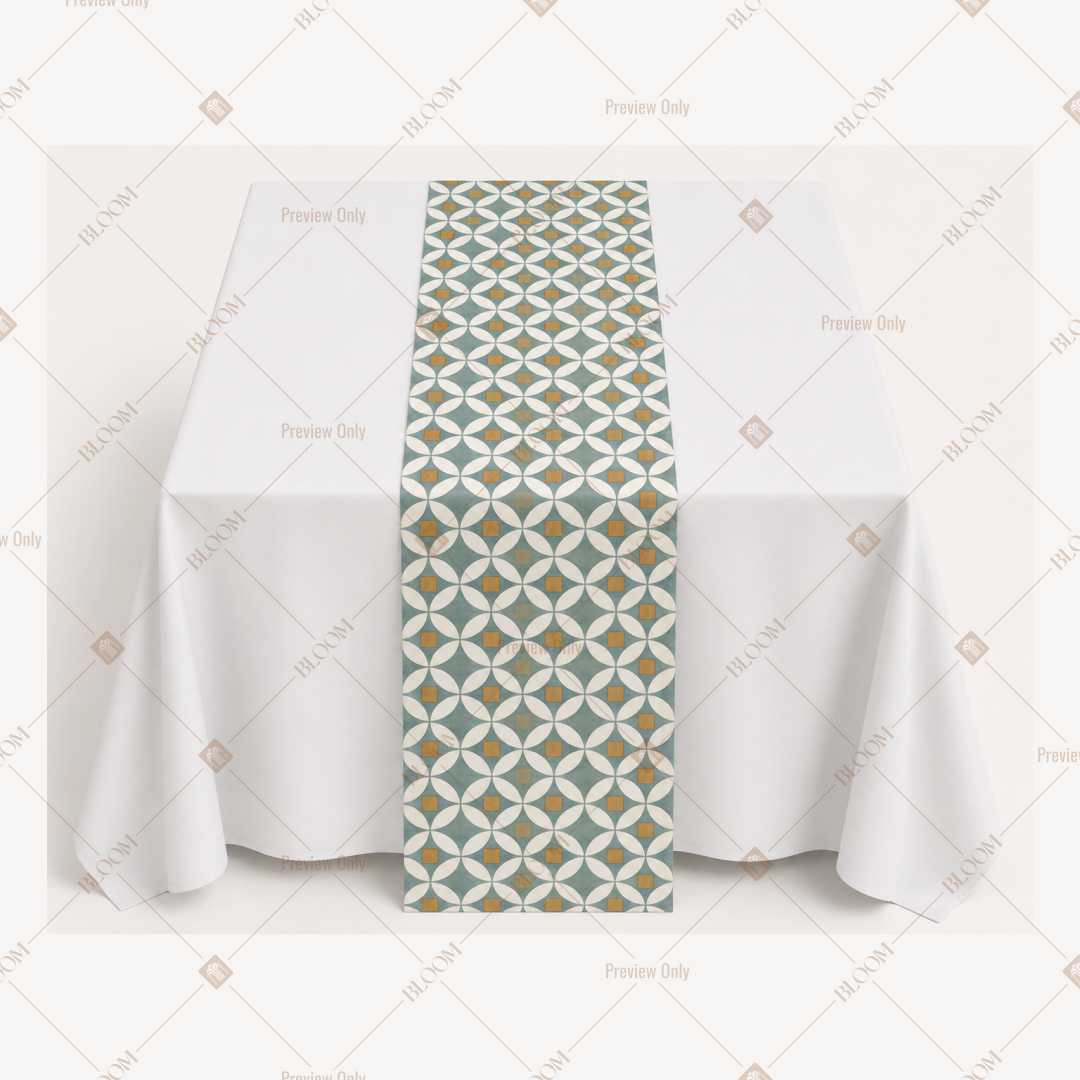 Sage Geometric Trellis Table Runner Pack Of 12