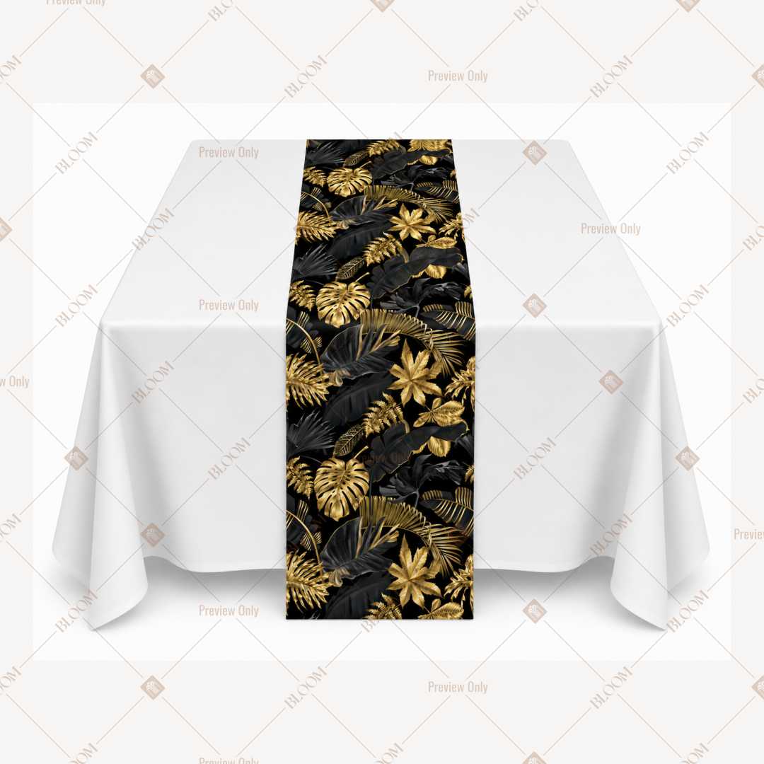 Black Gold Botanical Table Runner Pack Of 12