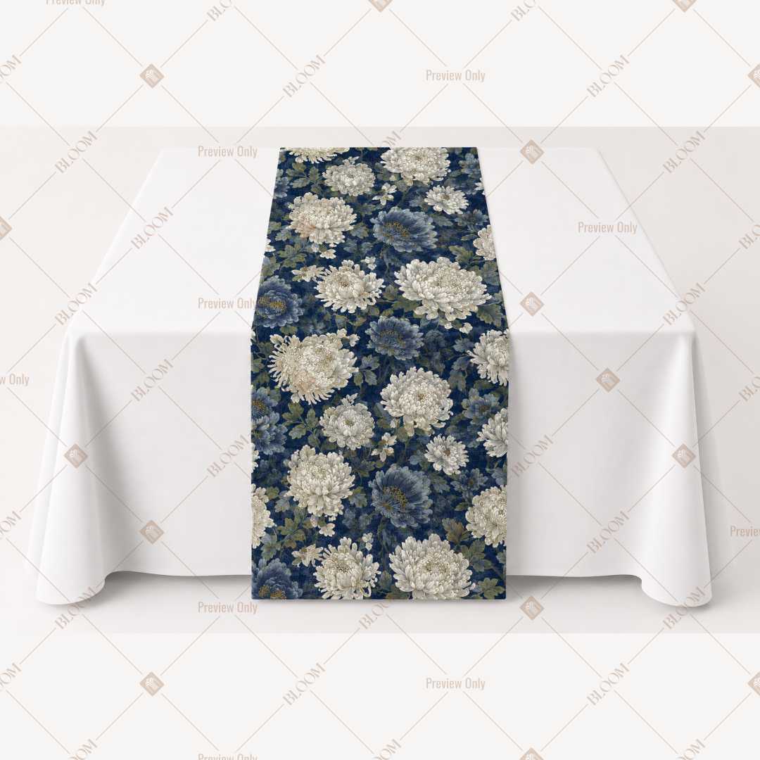 Navy Floral Damask Table Runner Pack Of 12