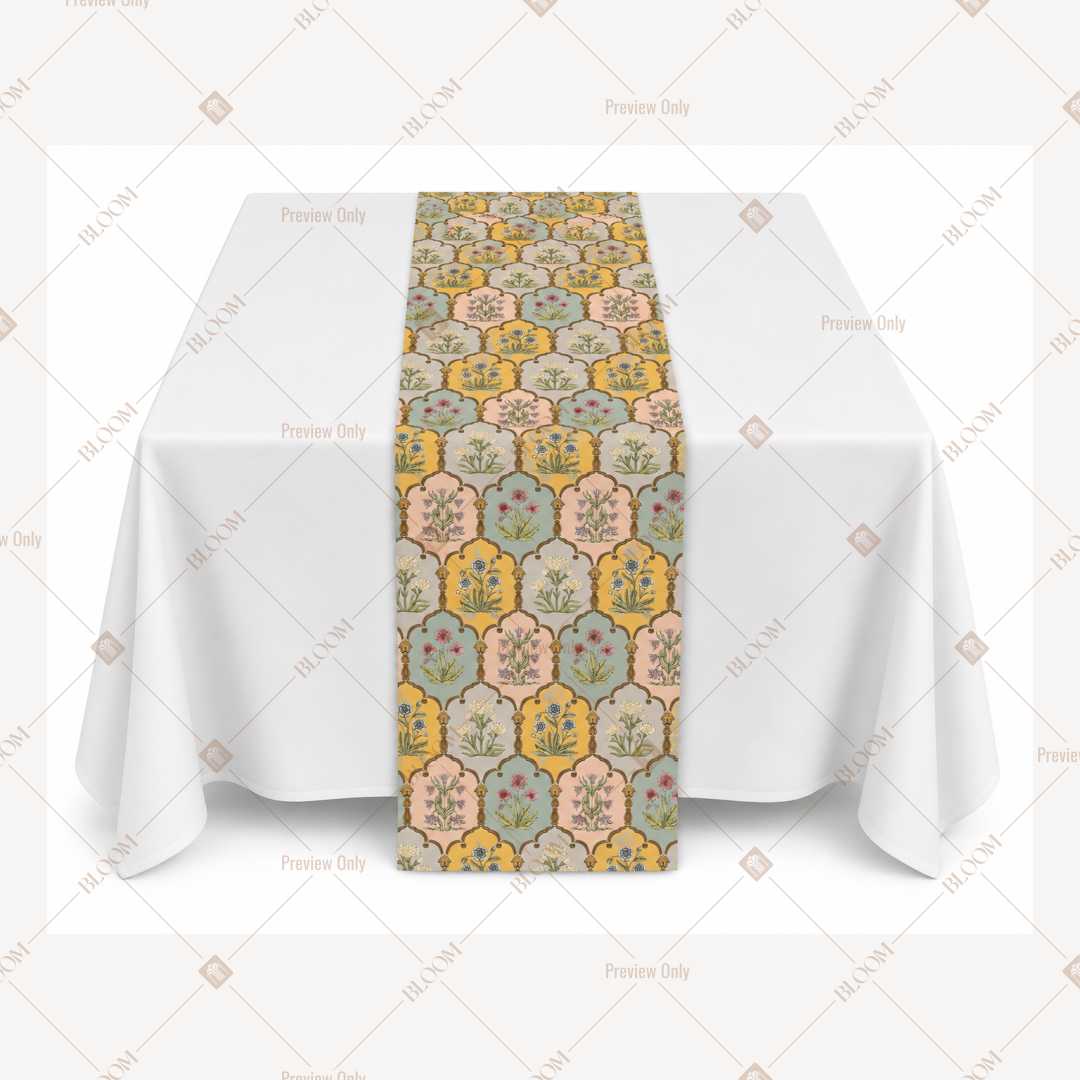 Mustard Floral Medallion Table Runner Pack Of 12