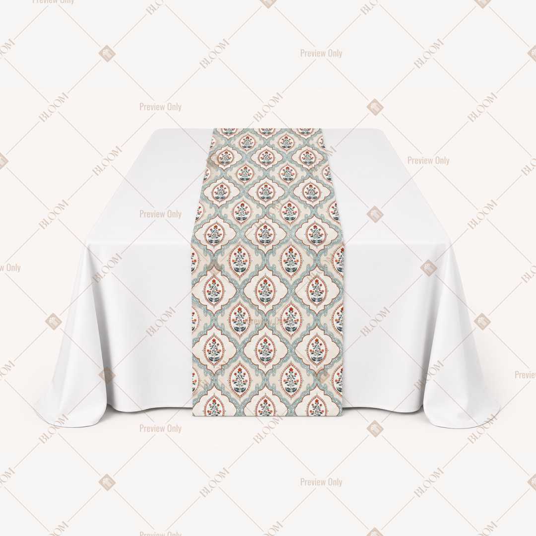 Aqua Geometric Trellis Table Runner Pack Of 12