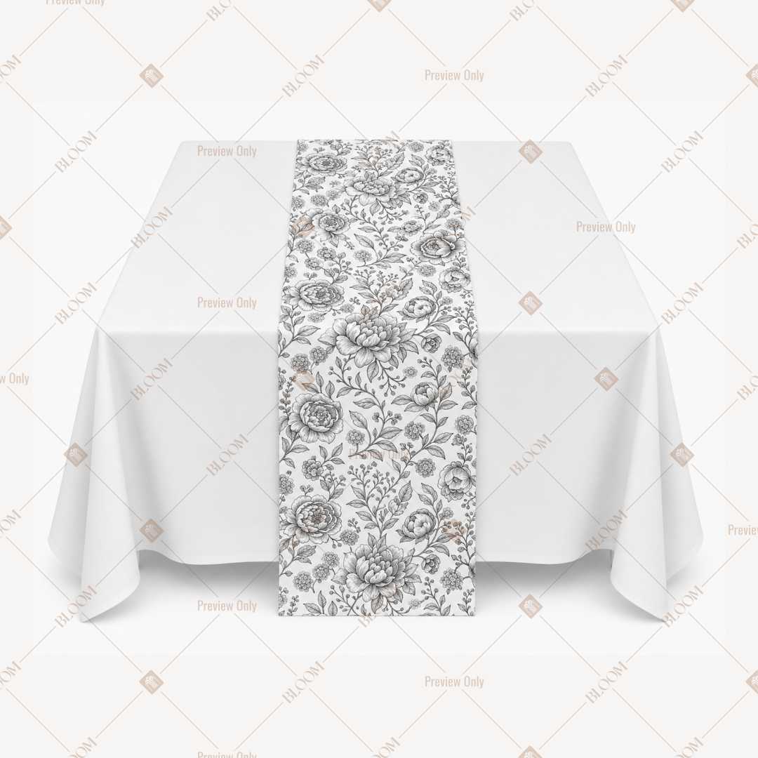 Grey Floral Damask Table Runner Pack Of 12