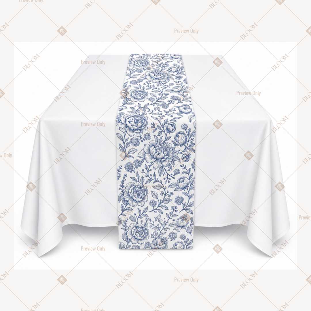 Blue Floral Vine Table Runner Pack Of 12