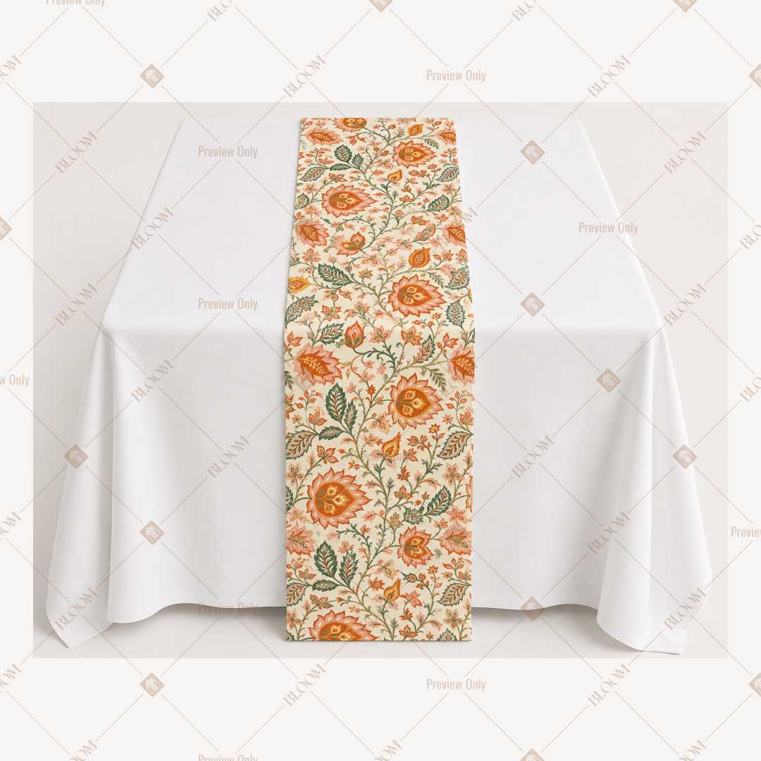 Orange Floral Medallion Table Runner Pack Of 12