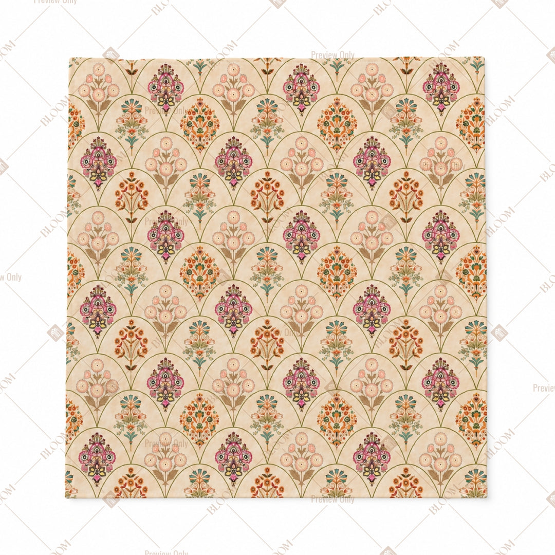 Beige Handblock Floral Pattern Design