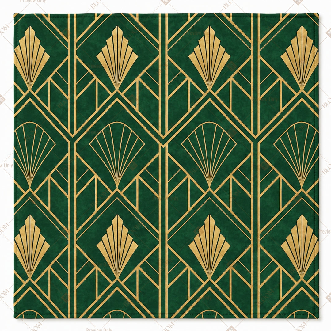 Green Art Deco Palm Pattern Design