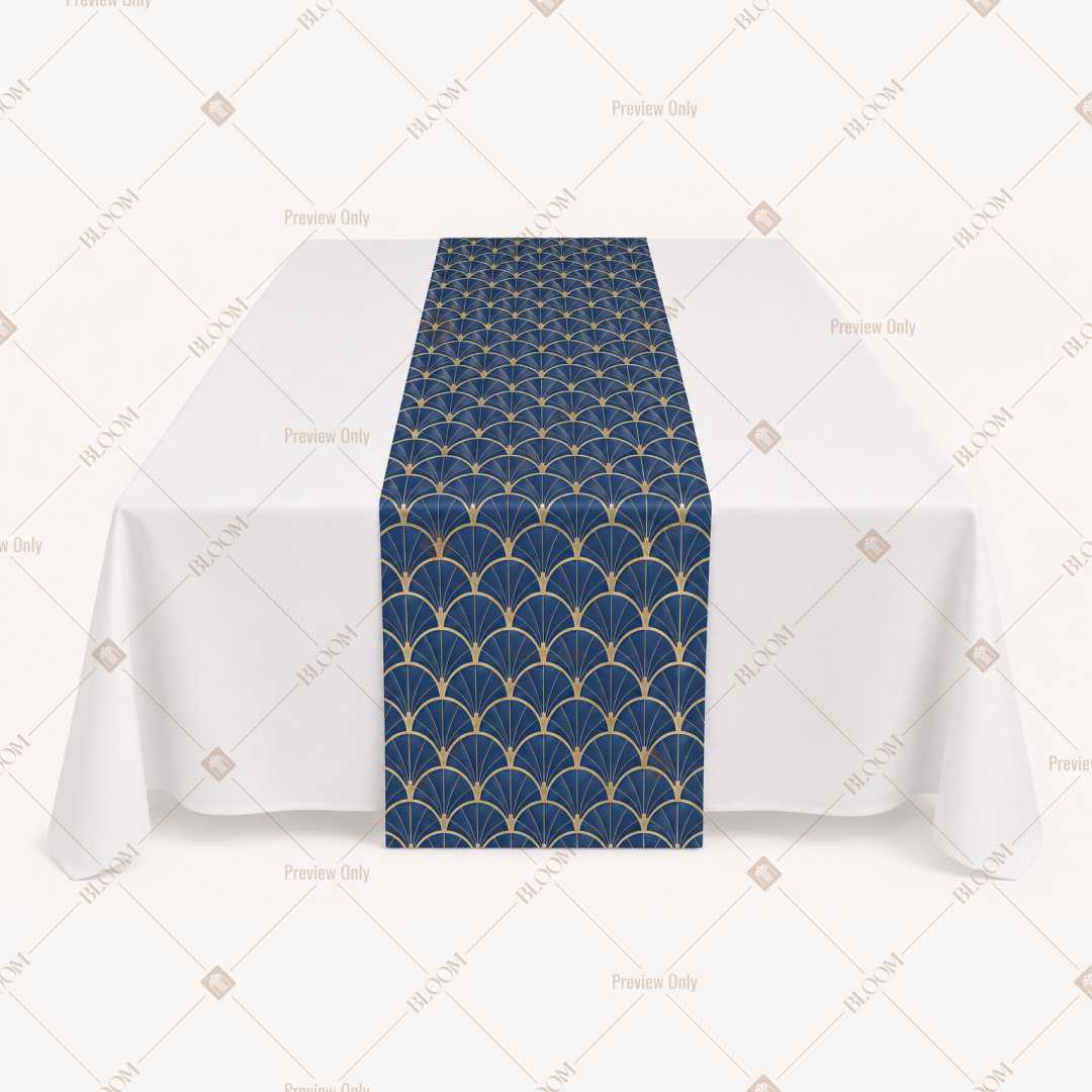 Navy Gold Trellis Table Runner Pack Of 12