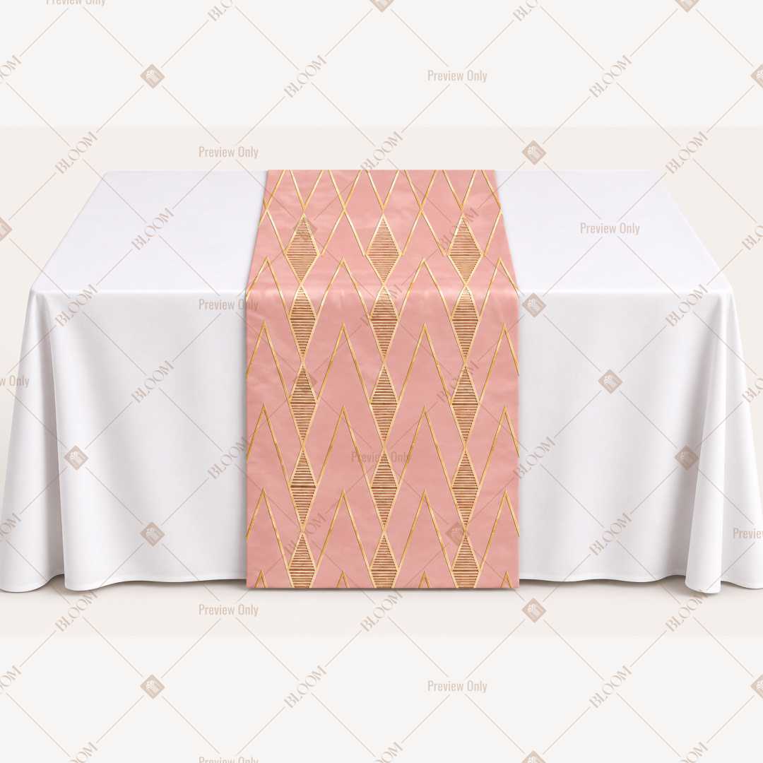 Blush Pink Gold Trellis Table Runner Pack Of 12