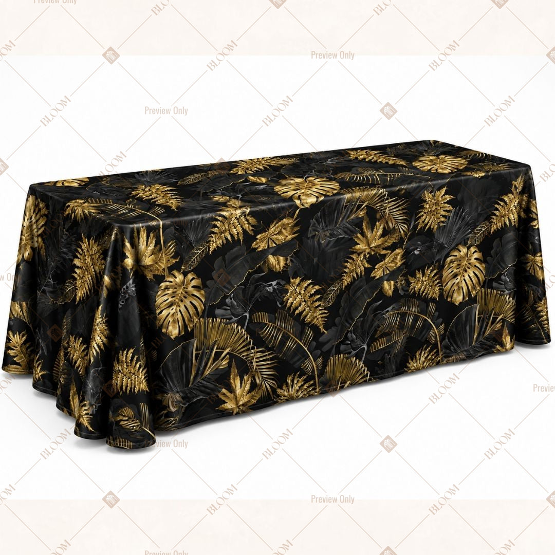 Black Gold Leaf Table Cover Pack Of 6