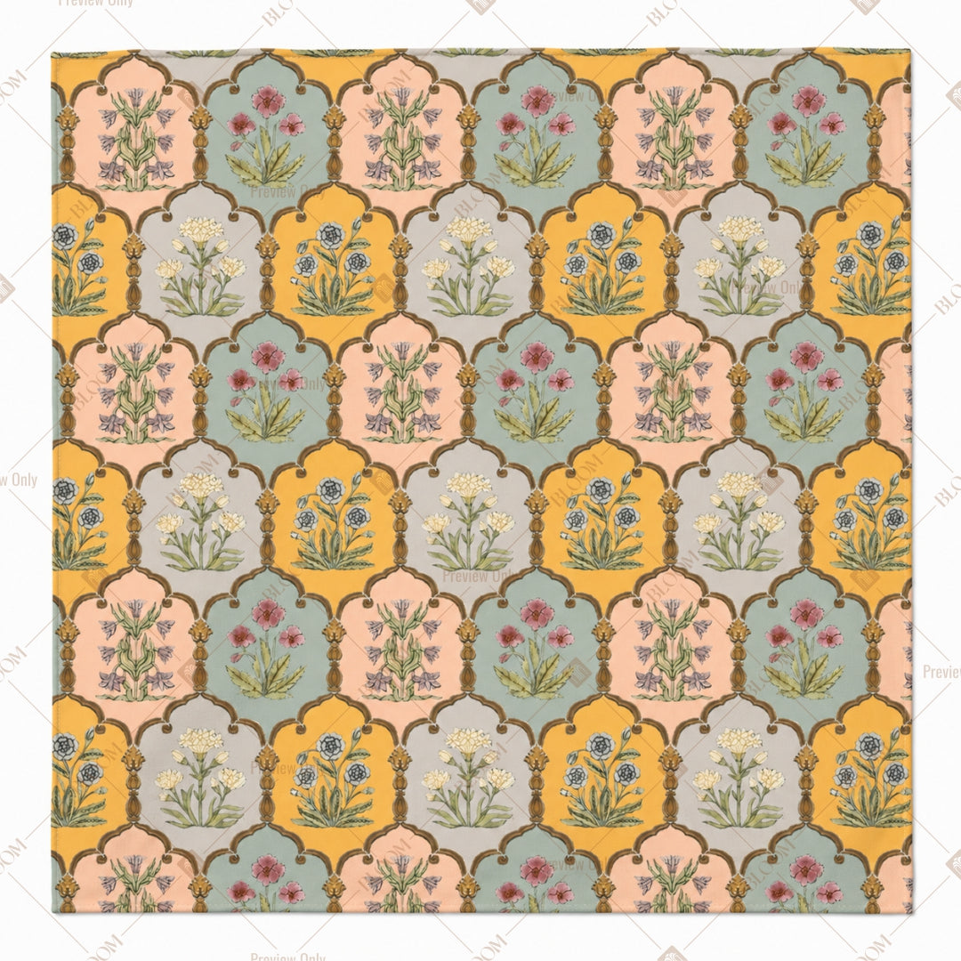 Yellow Mughal Arch Pattern Design