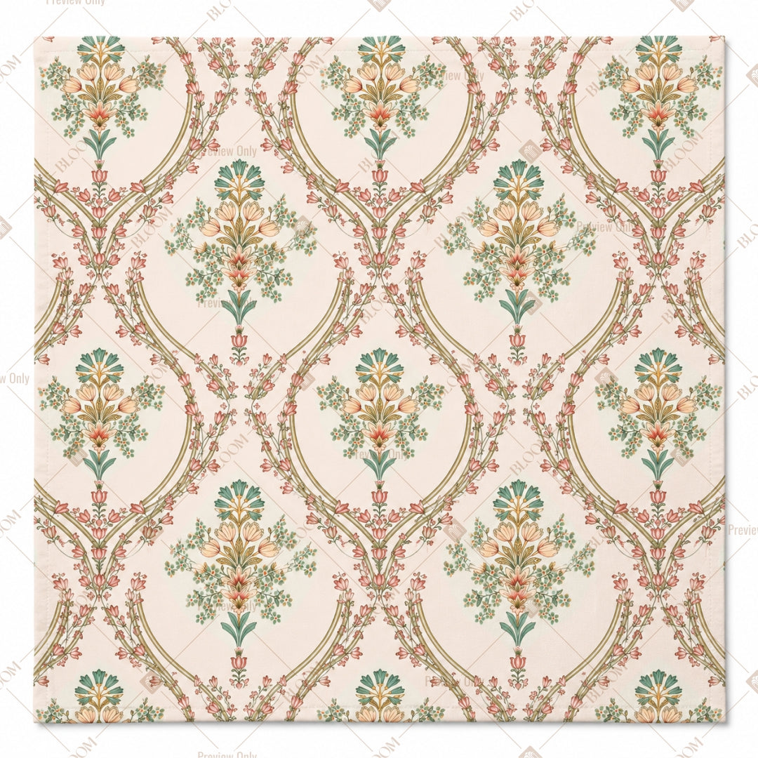Pastel Mughal Damask Pattern Design