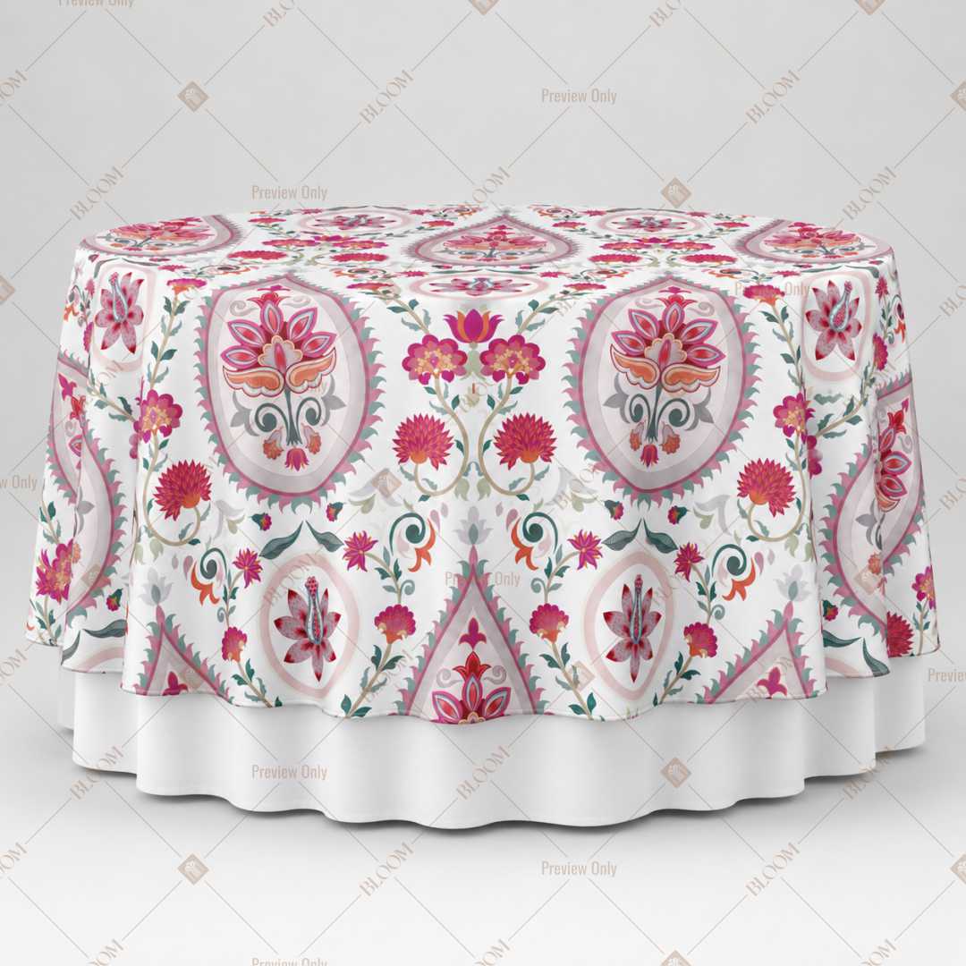 Pink Folk Floral Motif Table Overlay Pack of 6