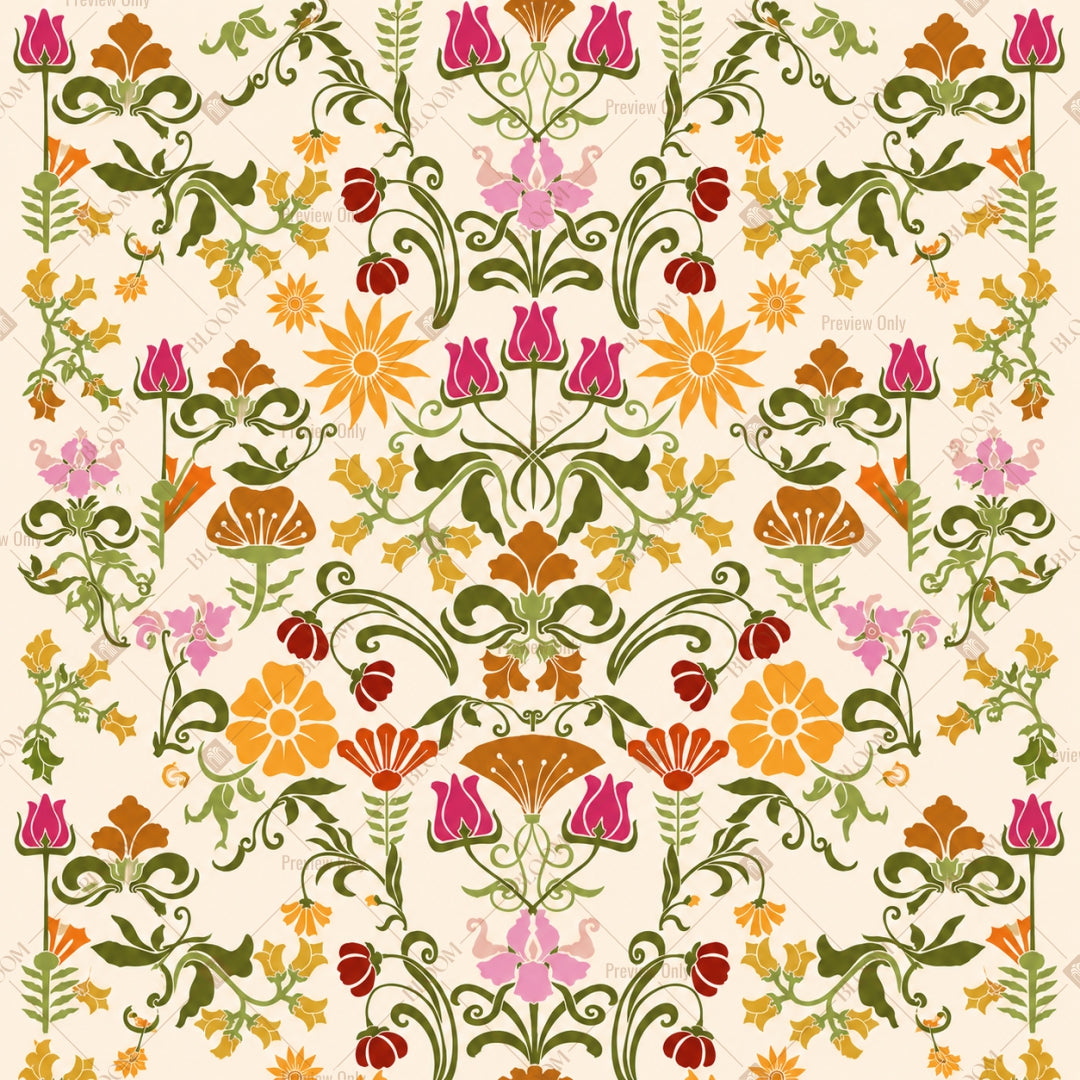 Colorful Floral Folk Art Pattern Design