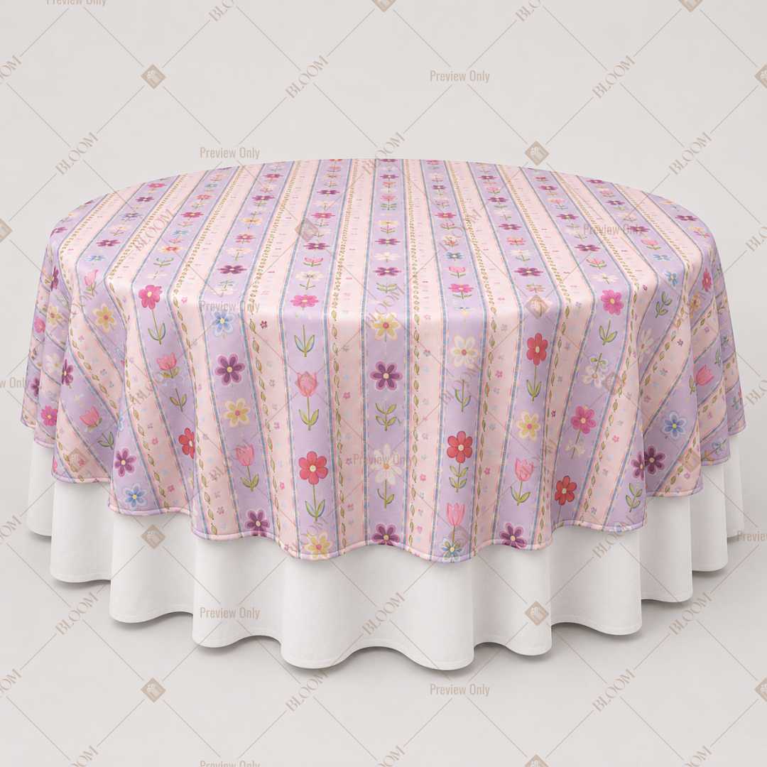 Lavender Floral Stripe Table Overlay Pack of 6
