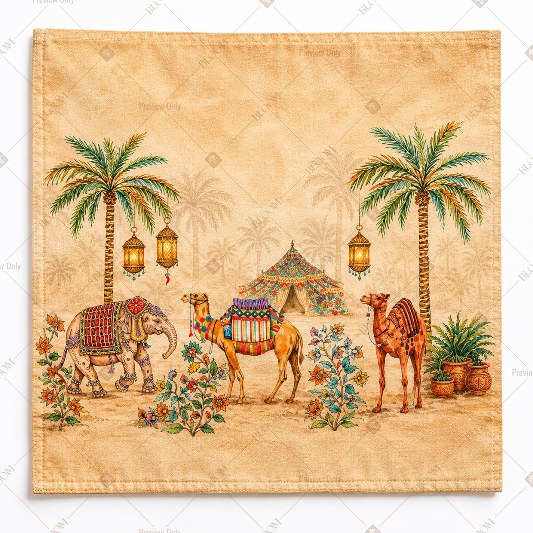 Vintage Desert Village Pattern Design
