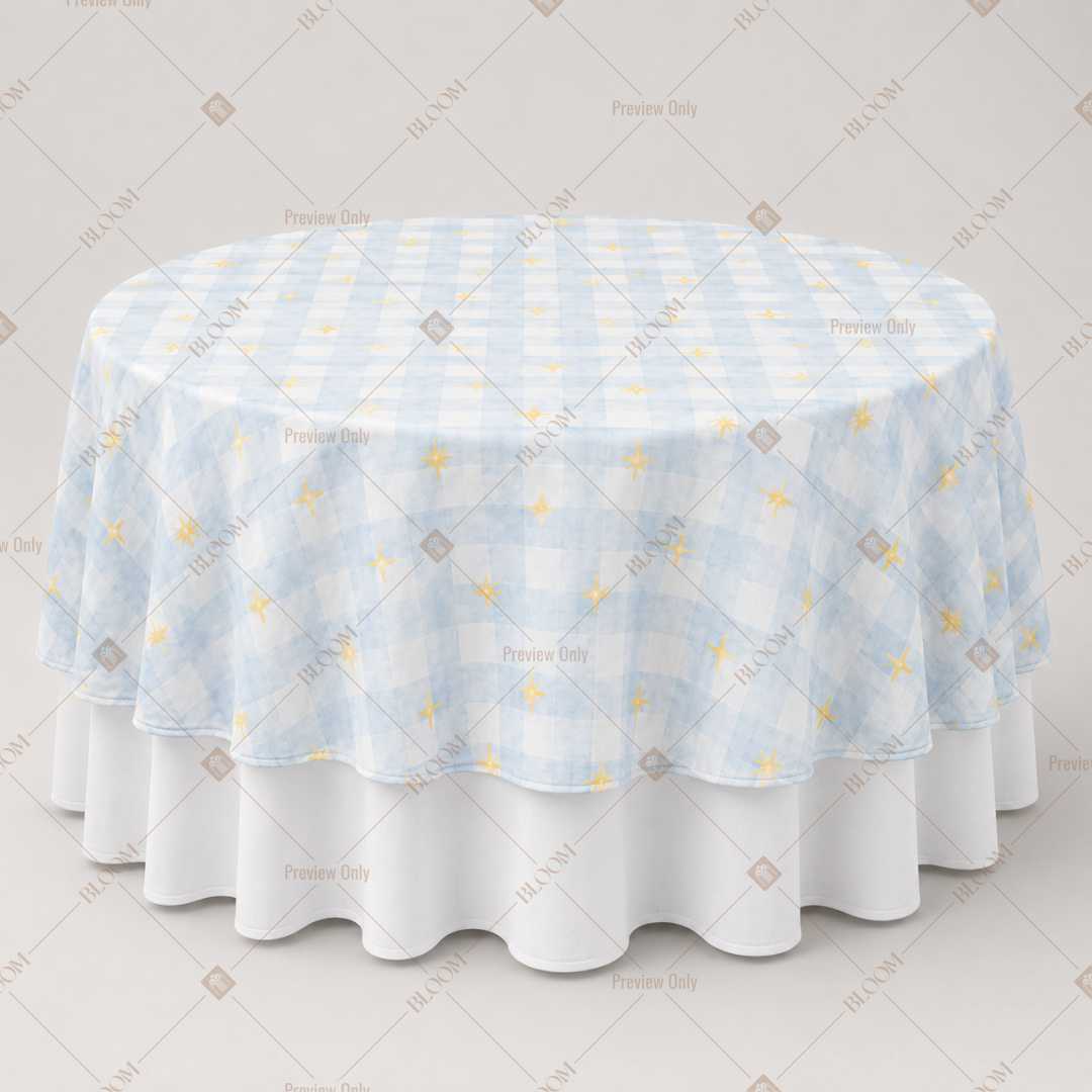 Blue Floral Stripe Table Overlay Pack of 6