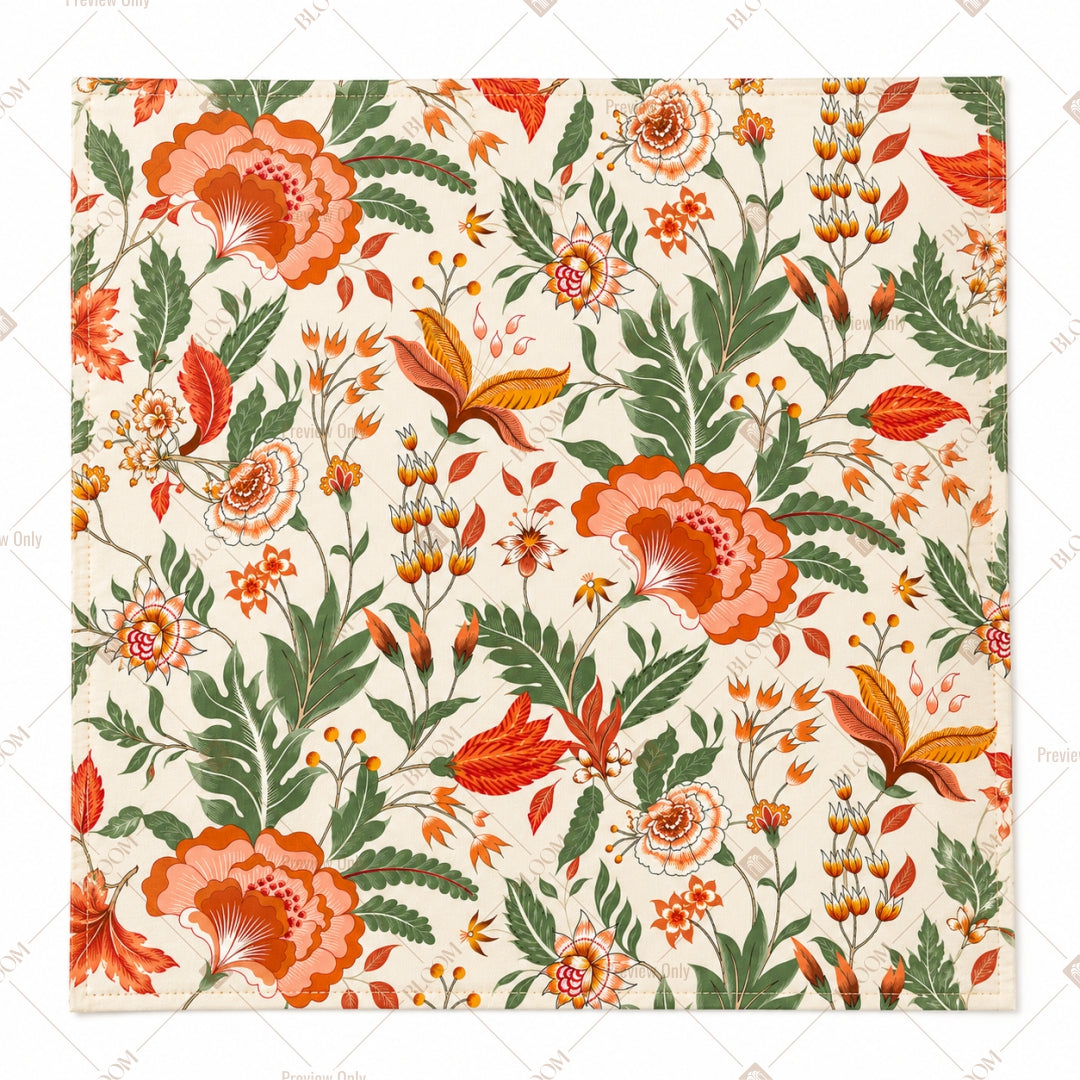 Orange Floral Chintz Pattern Design