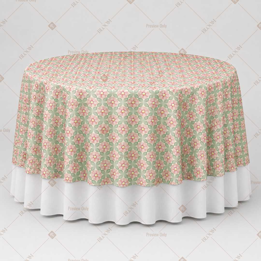 Peach Floral Stripe Table Overlay Pack of 6