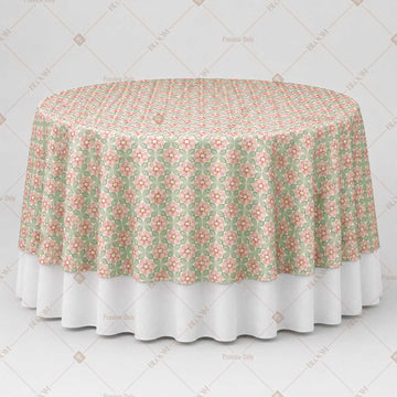 Peach Floral Stripe Table Overlay Pack of 6