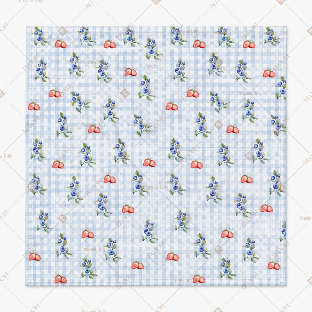 Blue Floral Gingham Pattern Design