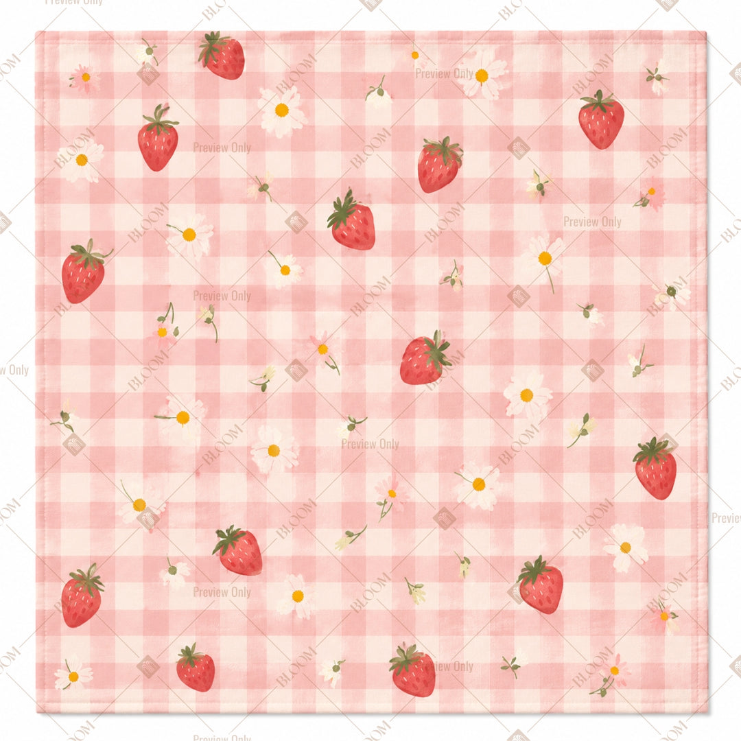 Pink Strawberry Gingham Pattern Design