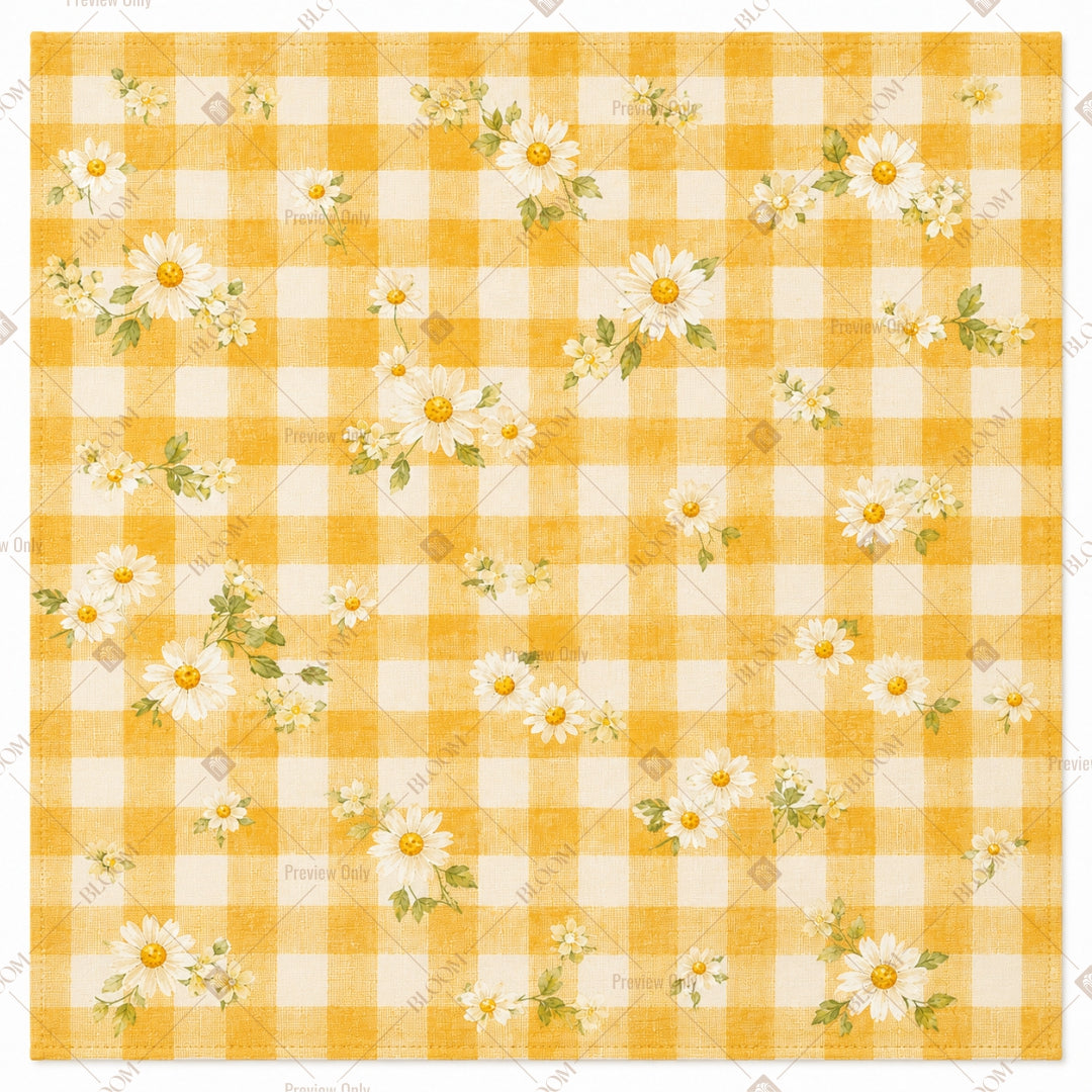 Yellow Gingham Daisy Pattern Design