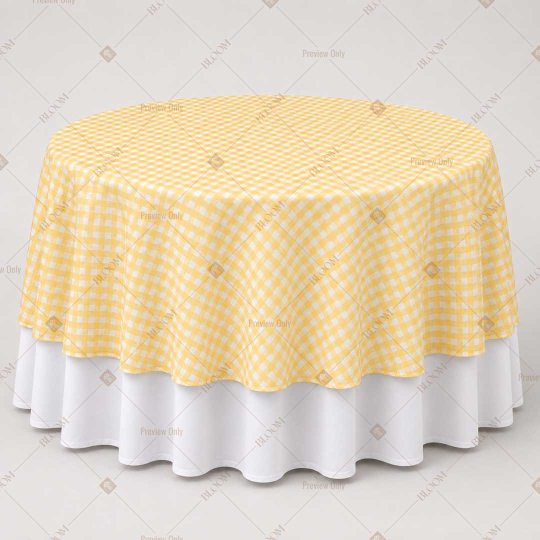 Soft Yellow Checkered Table Overlay Pack of 6