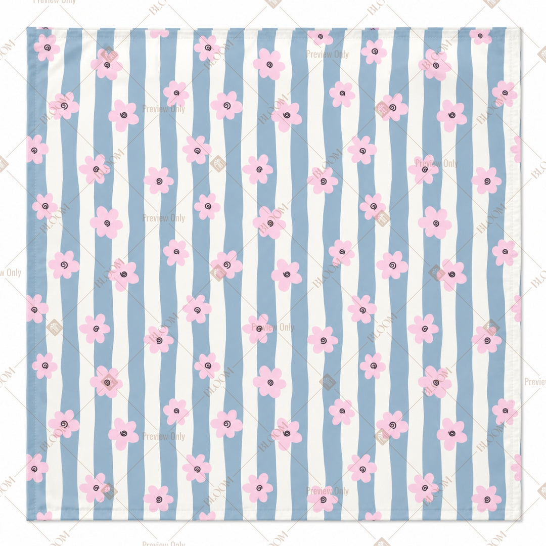Pink Vertical Stripe Floral Pattern Design