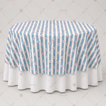 Blue Ticking Stripe Table Overlay Pack of 6