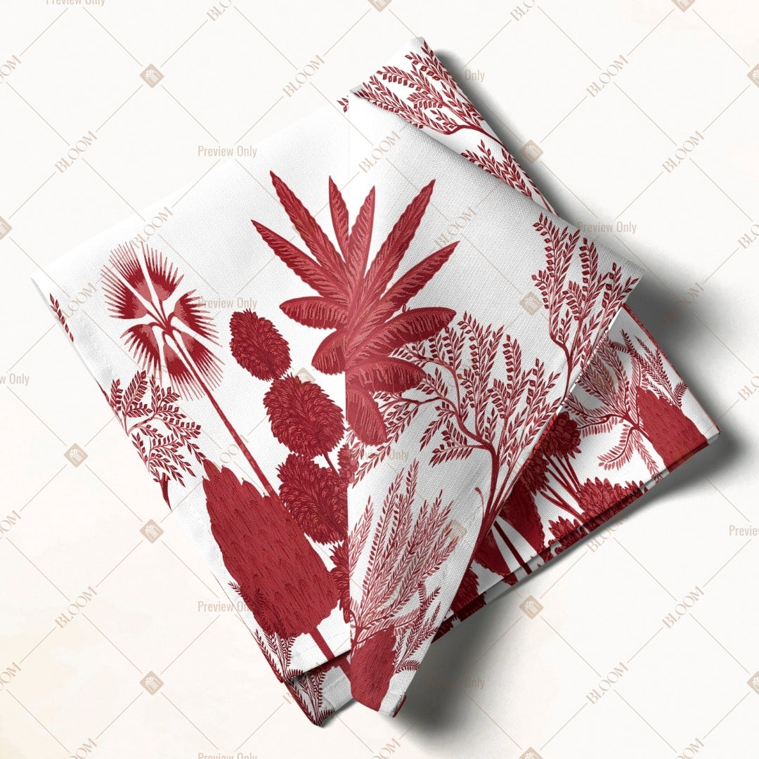 Burgundy Botanical Print Napkin Pack of 20