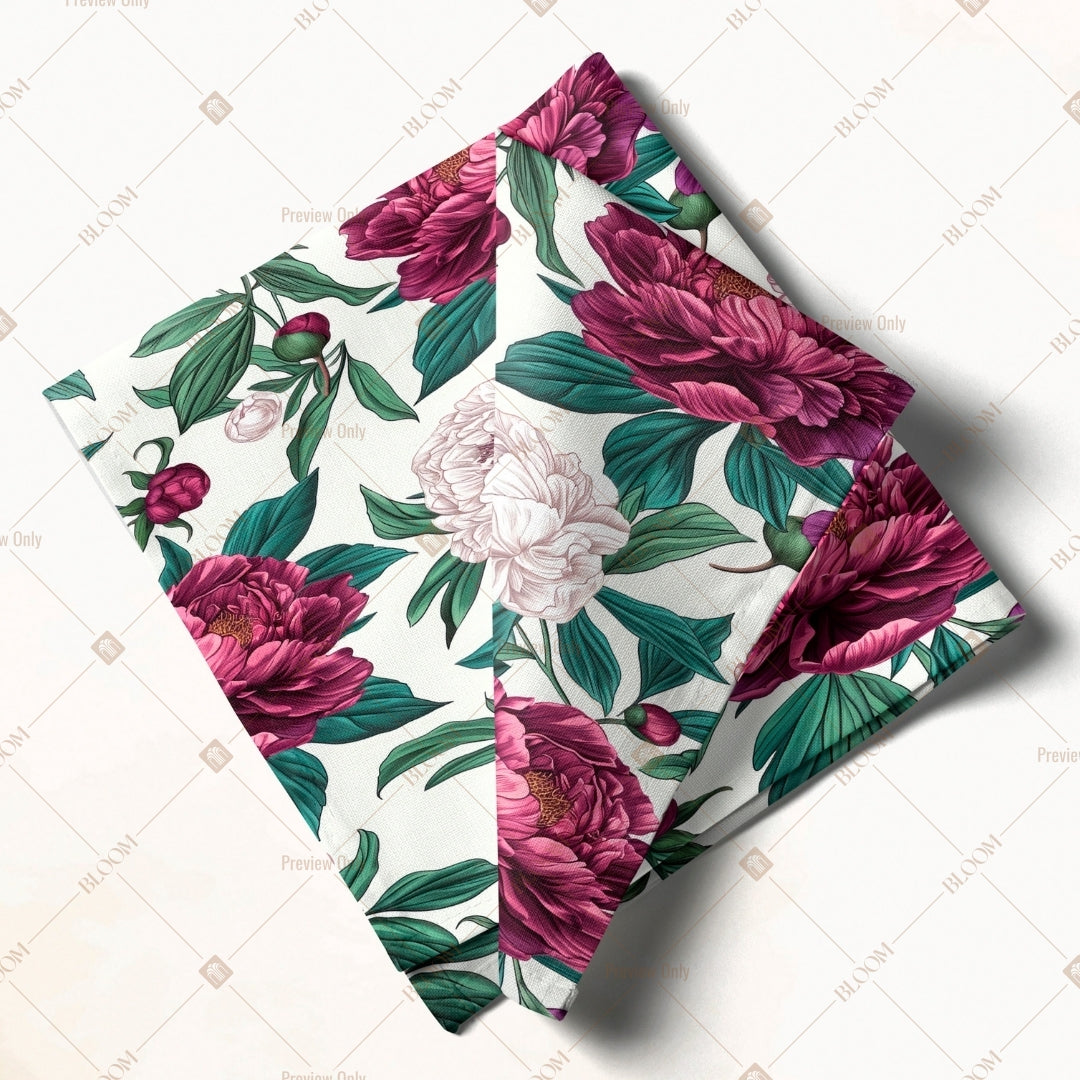Pink Peony Floral Napkin Pack of 20