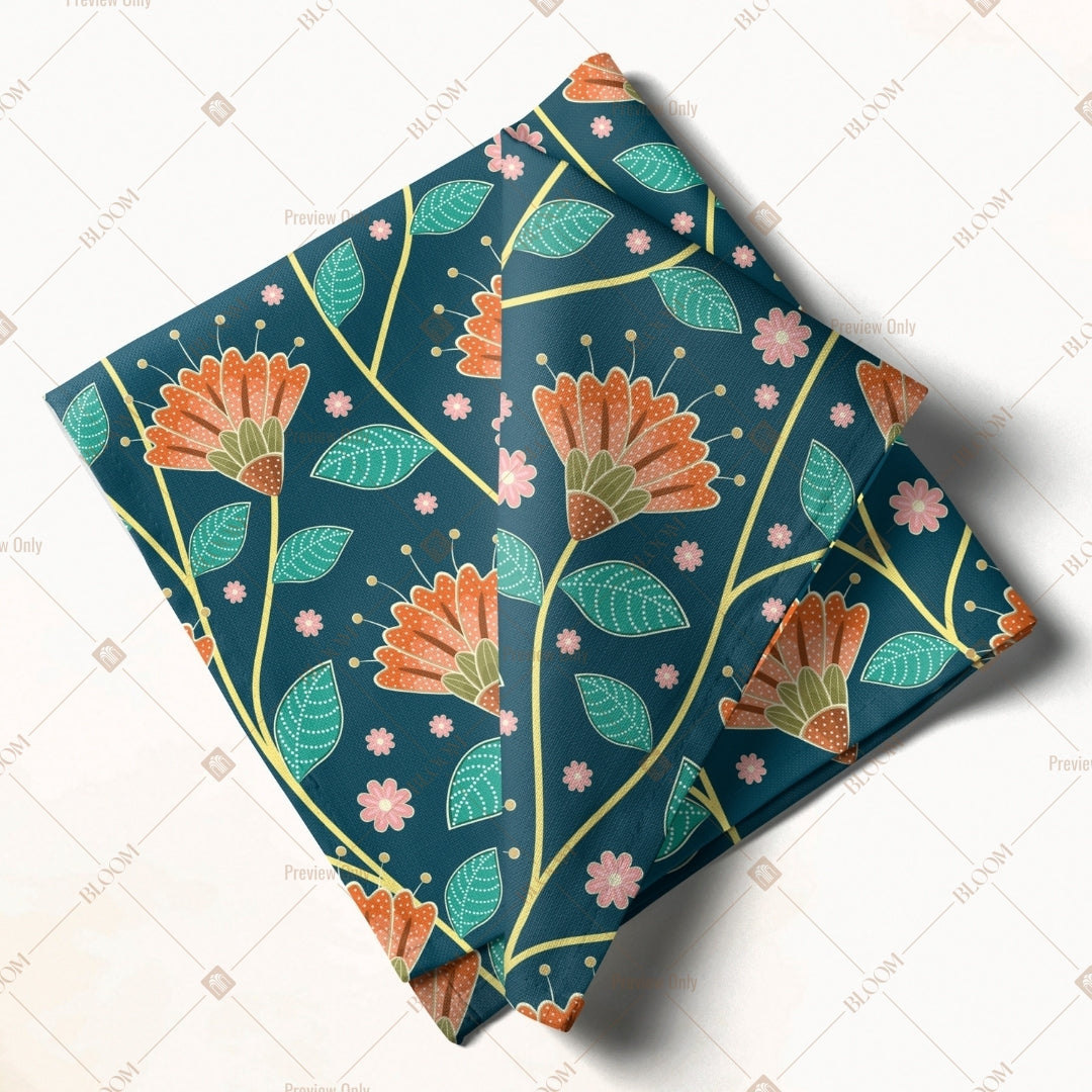 Teal Art Deco Leaf Napkin Pack of 20