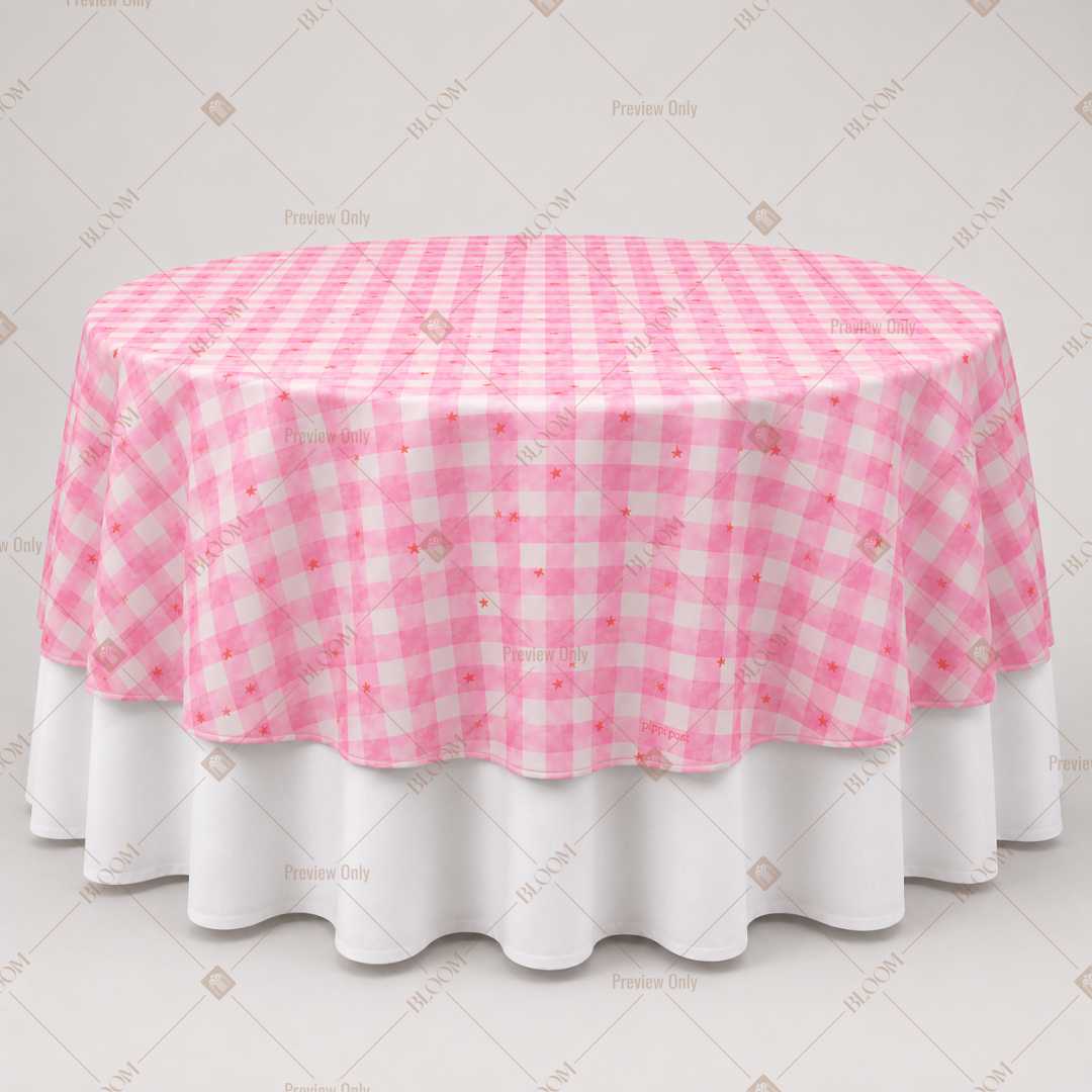 Pink Gingham Check Table Overlay Pack of 6