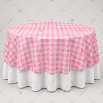 Pink Gingham Check Table Overlay Pack of 6