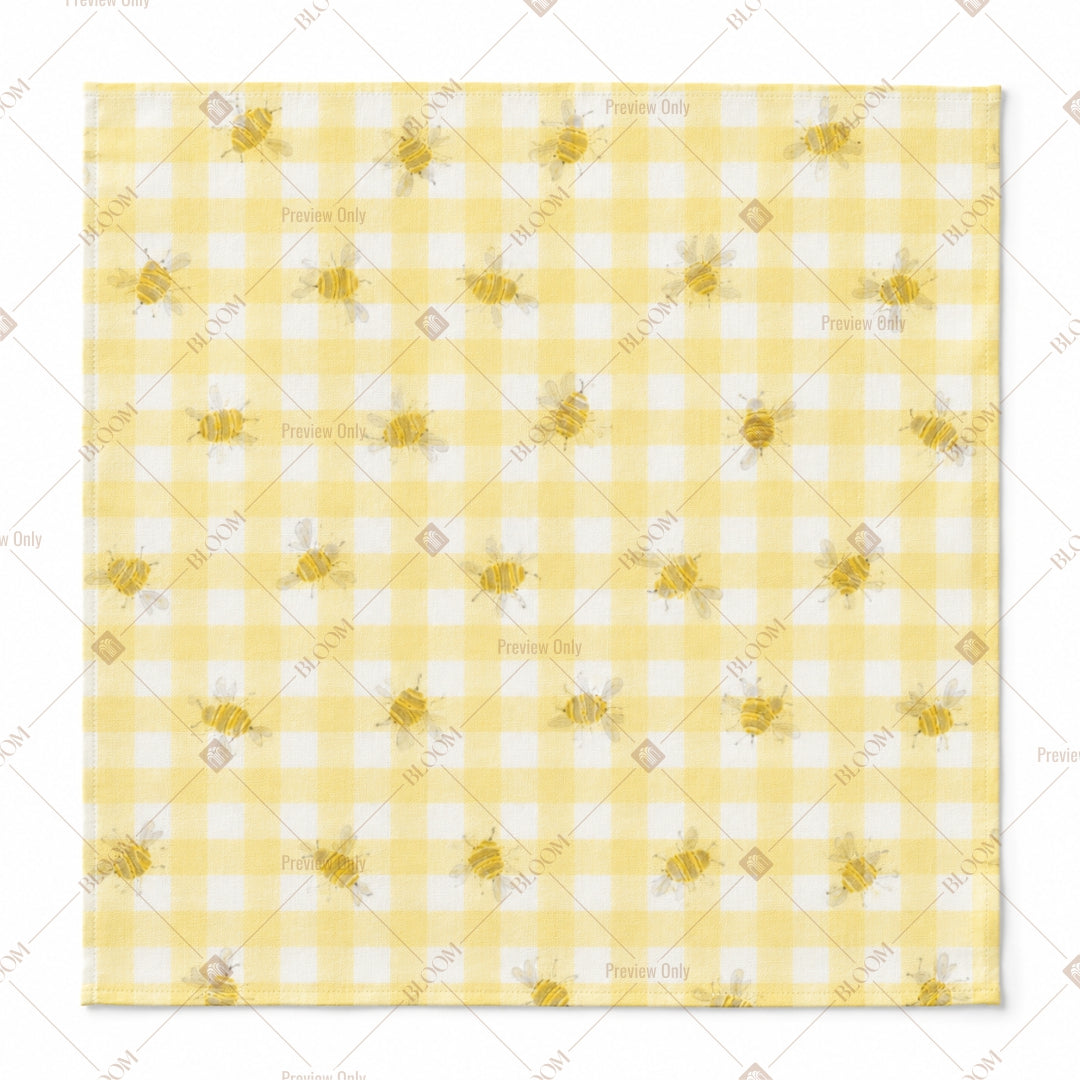 Yellow Gingham Bee Napkin Pack of 20