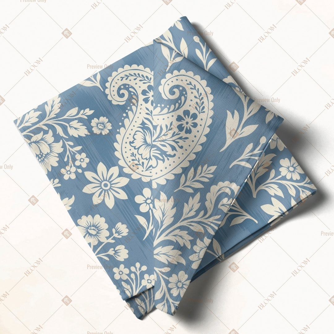Blue Paisley Block Print Napkin Pack of 20