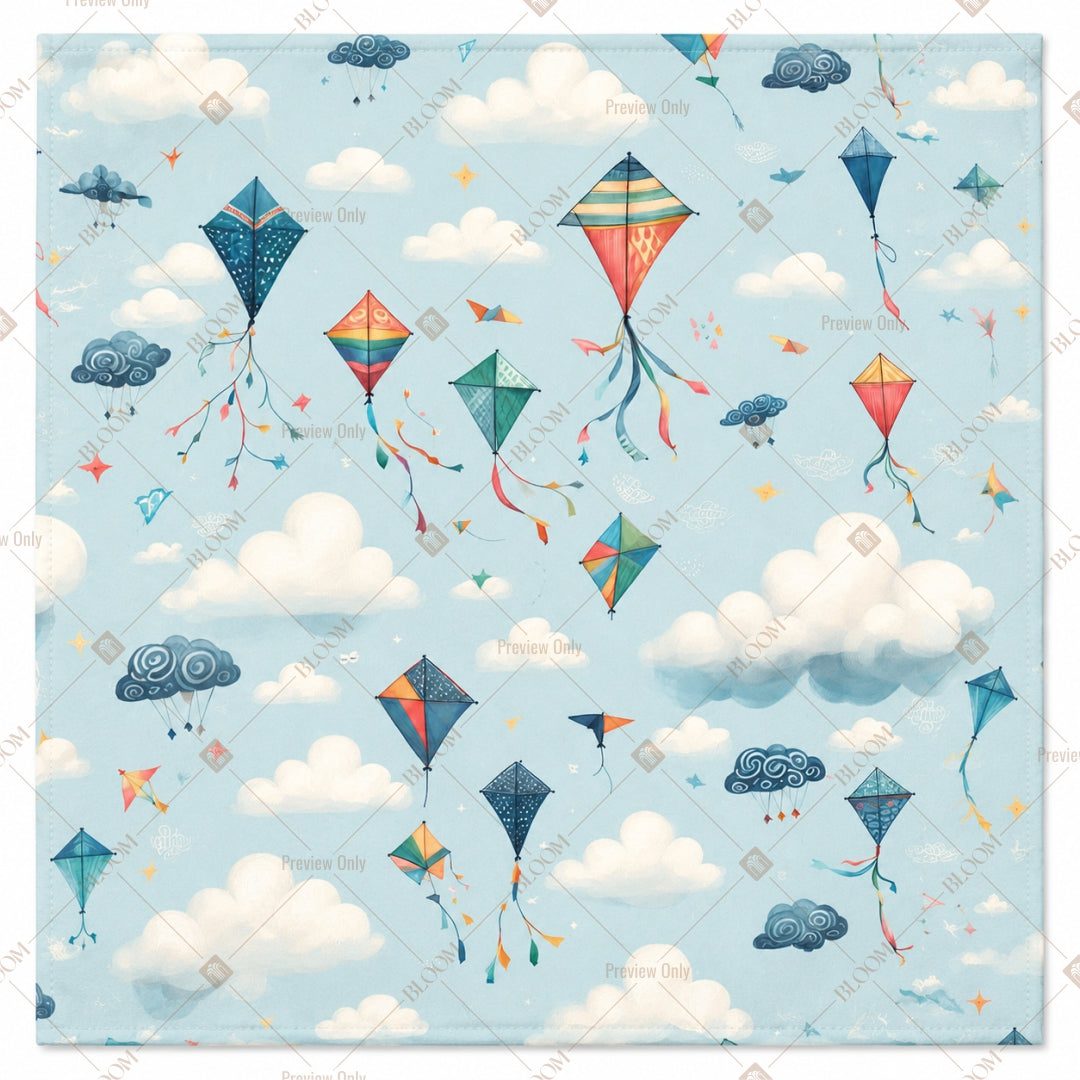 Kite And Clouds Kids Pattern Design