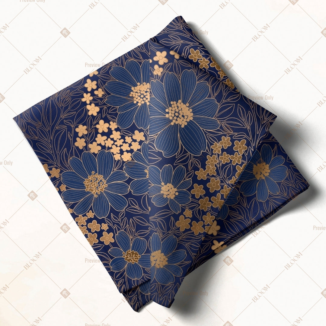 Navy Gold Floral Napkin Pack of 20