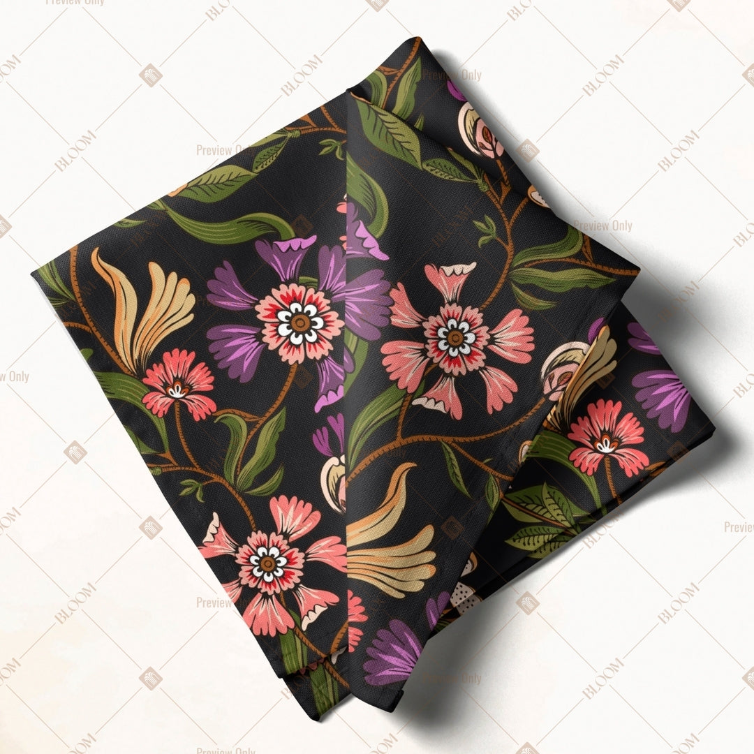 Dark Purple Floral Napkin Pack of 20